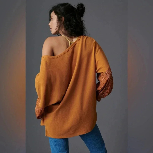 Anthropologie Rust Orange Boho Oversized Annette Top Blouse Size XS - Picture 4 of 9